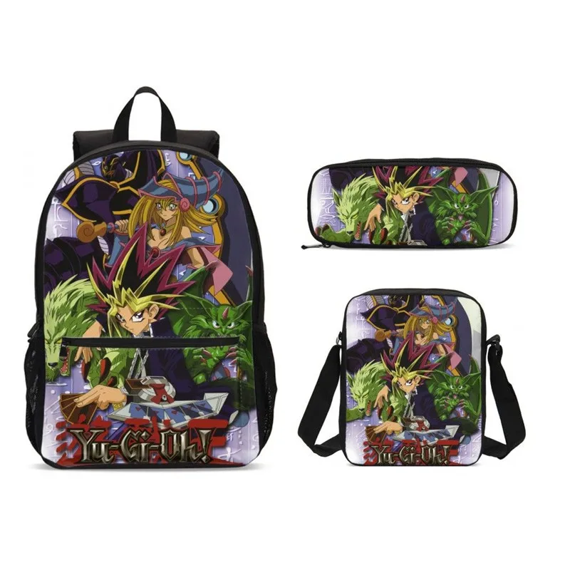 Аниме Дуэль Монстры печать школьные сумки для подростков мальчиков мультфильм