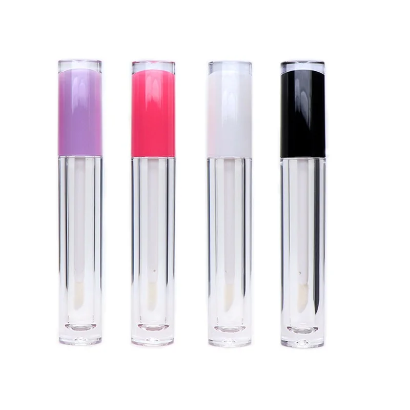 

Transparent Empty Lip Gloss Tube Cosmetic Packaging 5ml Round Plastic Refillable Bottle Lipgloss Tube With Wand 30/50/100Pieces