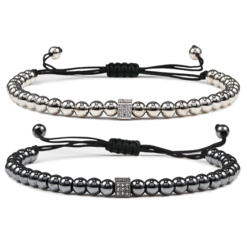 Хит продаж амулеты мужской браслет квадратные круглые медные бусины CZ трендовые
