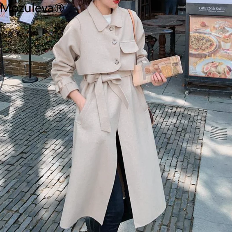 

Mozuleva Retro Single-breasted Women Loose Long Woolen Coats Autumn Winter Warm Full Sleeve Turn Down Collar Female Overcoats