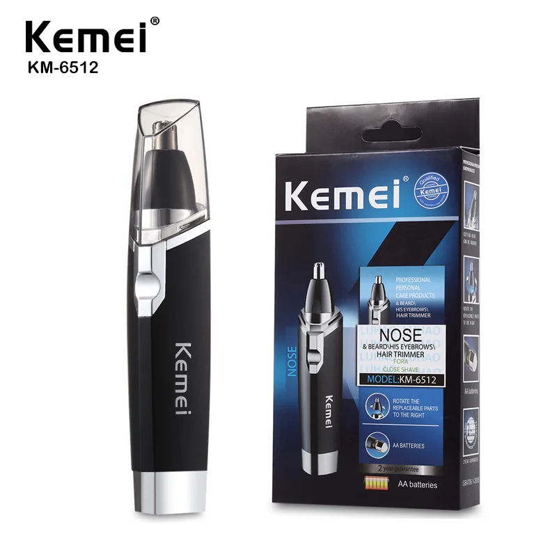 Kemei электрический триммер для волос в носу машинка стрижки носа AA на батарейках