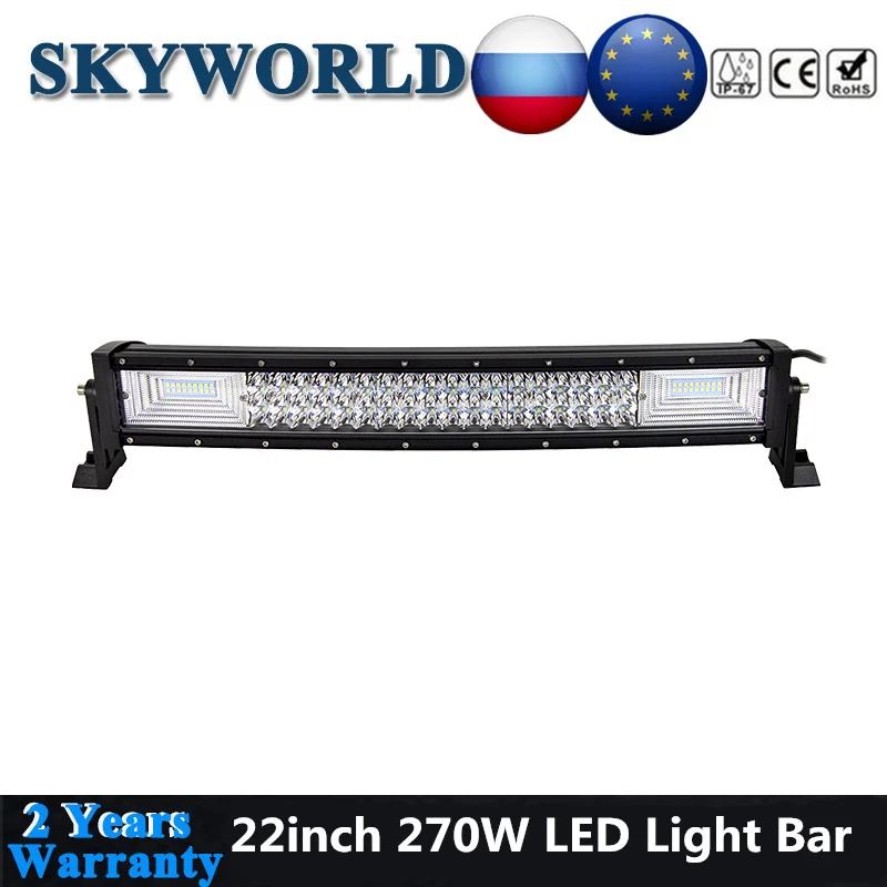 

22inch 270W Curved 7D 3-Row LED Light Bar Offroad Combo Beam LED Bar 4x4 Driving LED Light 12V 24V For Car Truck Boat SUV ATV