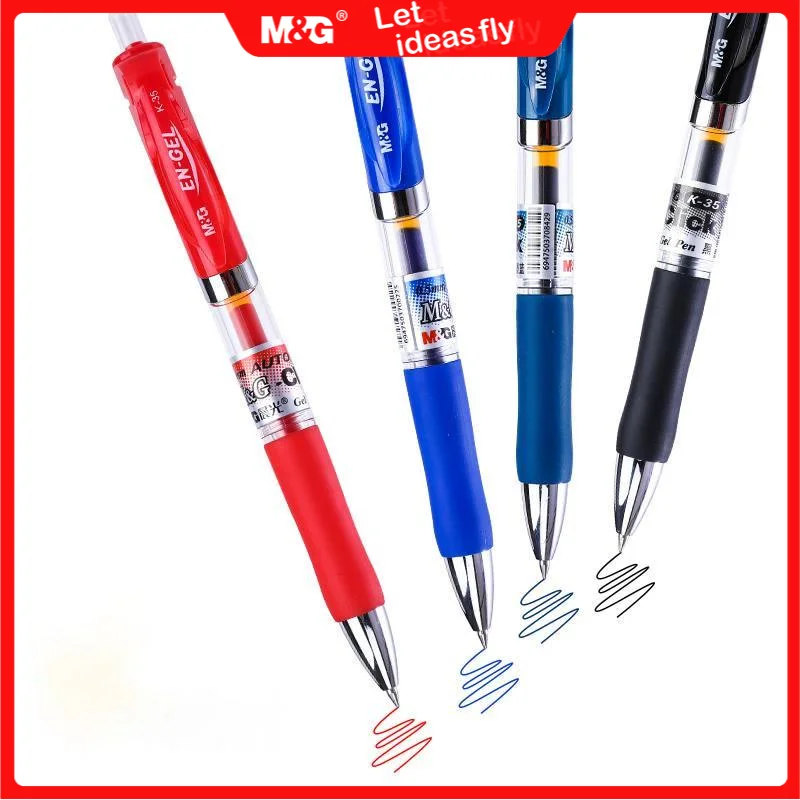 

Retractable Gel Pen K35 0.5mm Refillable:G-5 Black/Blue/Red/Dark Blue Bullet Point Ball Pen School&Office Supplies