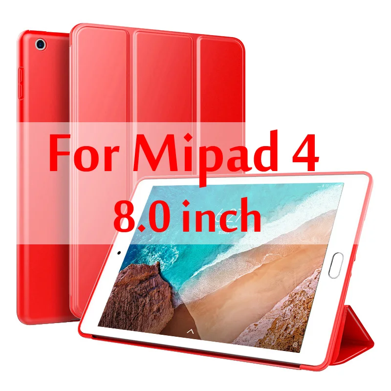 Red Чехол для Xiaomi mi Pad 4, 8,0 дюймов, силиконовый смарт-чехол, магнитный, Авто Режим сна, из искусственной кожи чехол для Xiaomi mi pad4/mi pad 4 - Цвет: Red