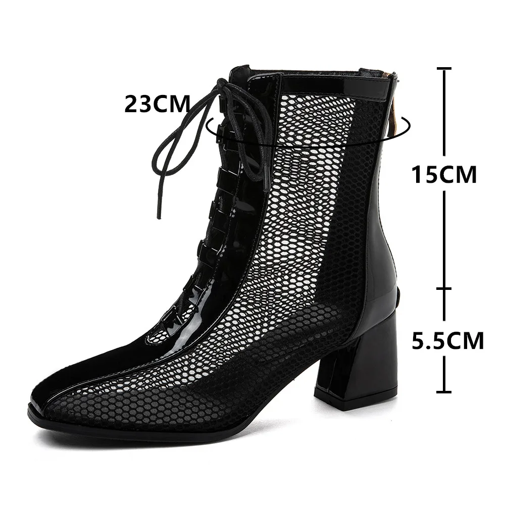 2021 New mesh lace ankle summer boots for women straps gladiator style ladies High heels sandals zip Hollow 32 33 43 | Обувь