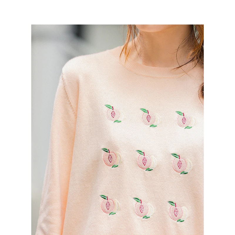 INMAN мода круглый воротник вышивка резьбовой рукав женский пуловер свитер |