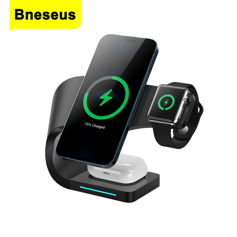 

3 In 1 Qi Wireless Charger Magnetic Phone Holder For iPhone 12 13 Pro Max 15W Fast Charging Station Dock For Apple Watch Airpods