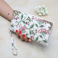 high quality flower patterns large capacity clutch wallets fashion pu zipper purse for women