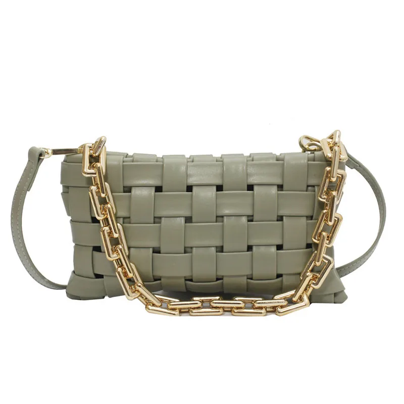 

Weave Envelope Design Small Chain Crossbody Bags for Women 2021 Trend Luxury Pu Leather Armpit Shoulder Handbags and Purses