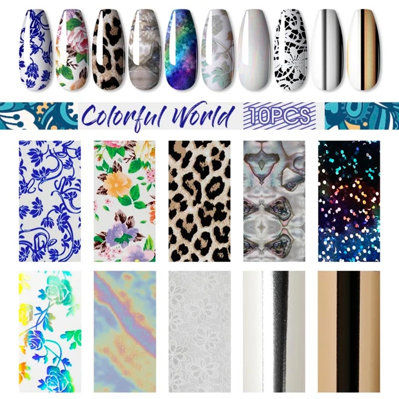 

1 Set Nail Foil Full Wrap Nails Art Polish Transfer DIY Manicure New 2021