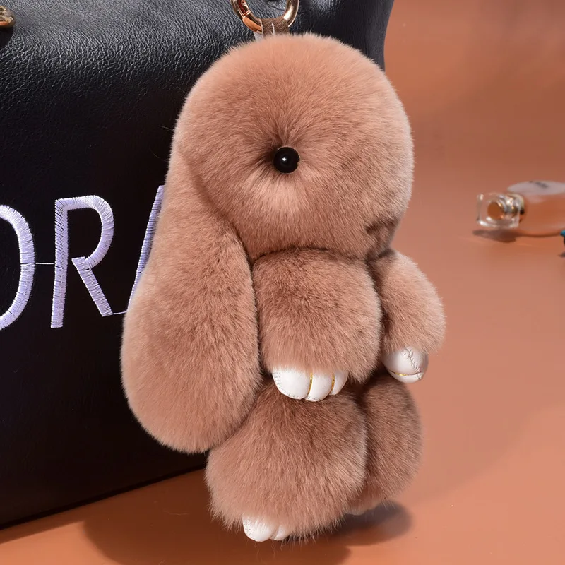 Брелок для ключей с милым плюшевым Кроликом женский меховой помпон кольцо