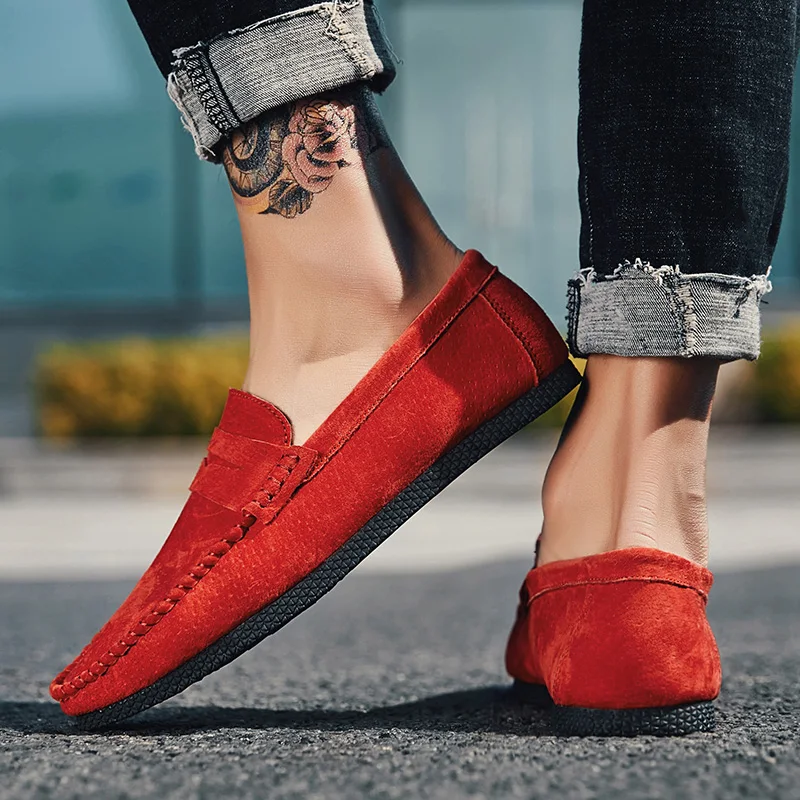 

Men Casual Shoes Fashion Men Shoes Suede Leather Handmade Mens Loafers Soft Moccasins Slip On Men's Flats Male Driving Shoes