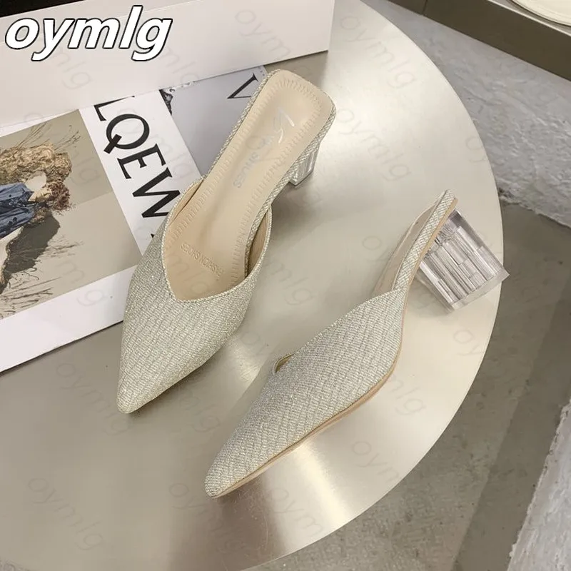 Женская летняя одежда Baotou 2021 новая Корейская обувь на толстом каблуке с острым