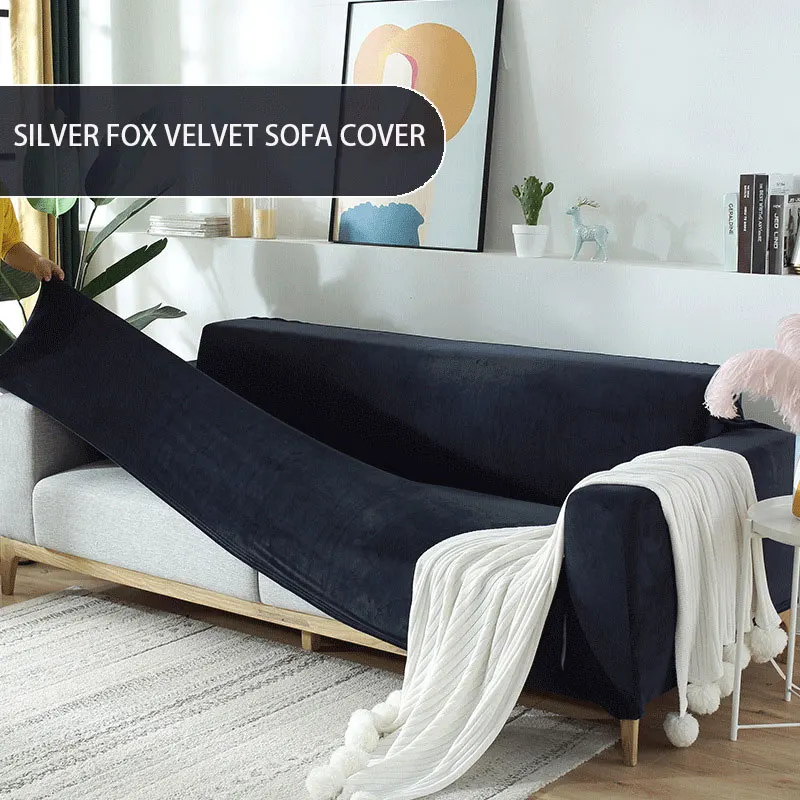 Плюшевые l образный секционная Чехлы для Гостиная из эластичного бархата мебель