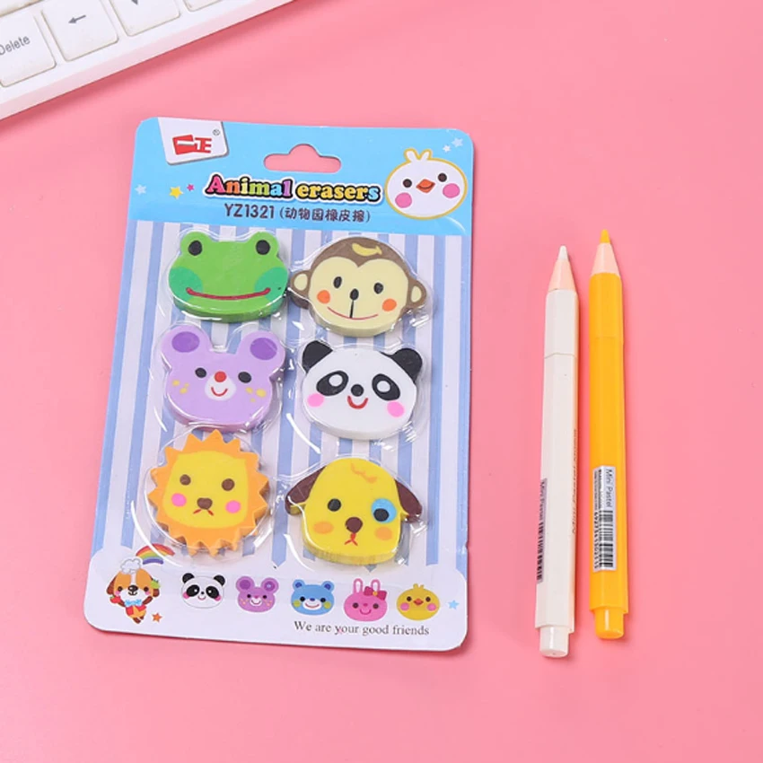 54 шт./упак. Kawaii зоопарк ластик подарки для вечерние набор животных резинка DIY