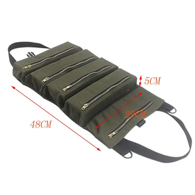 

Multi-purpose Tool Roll Up Canvas Storage Bag Key Pouch Car Hanging Zipper Carrier Tote