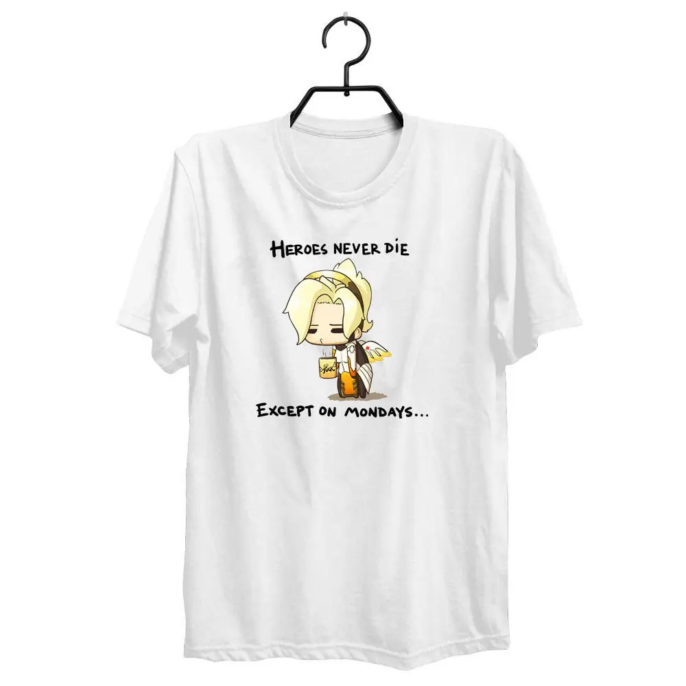 Mondays Overwatch Heroes Mercy Angel Never Die кроме футболки Unis бесплатная доставка топы оптовая