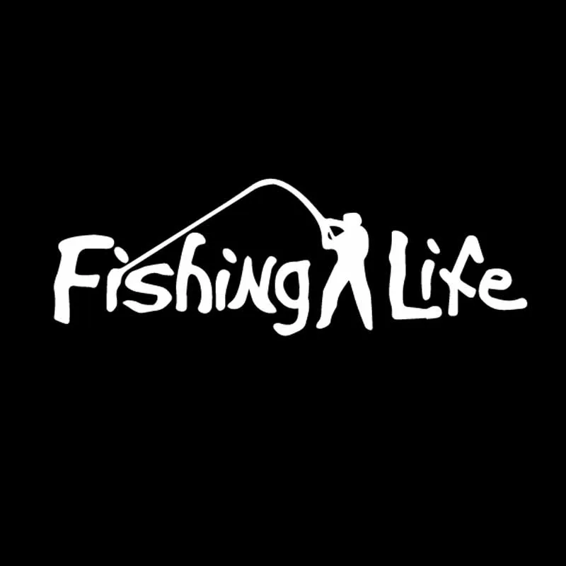 

17CM*6CM Car Sticker Fishing Life KK Vinyl Waterproof Decal Decor Car Accessories Black/White