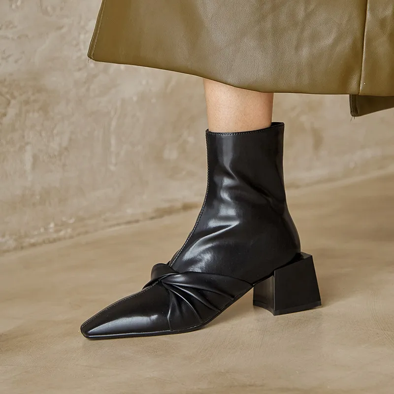 

ASUMER 2020 new arrive full genuine leather shoes women's ankle boots bowknot zip autumn winter low heels ladies casual boots