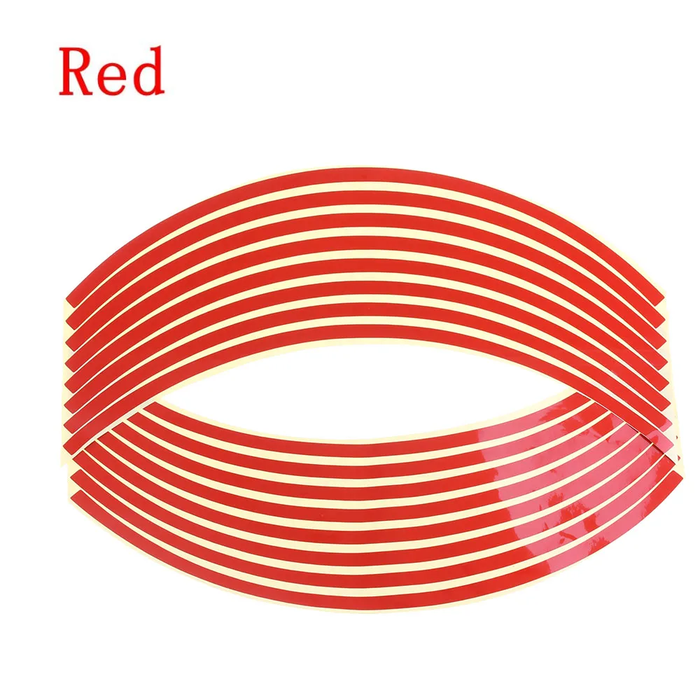 red 16 шт. наклейки на колеса автомобиля 1" 18" полоски Светоотражающие ободные ленты для мотоцикла автомобильные наклейки - Цвет: red