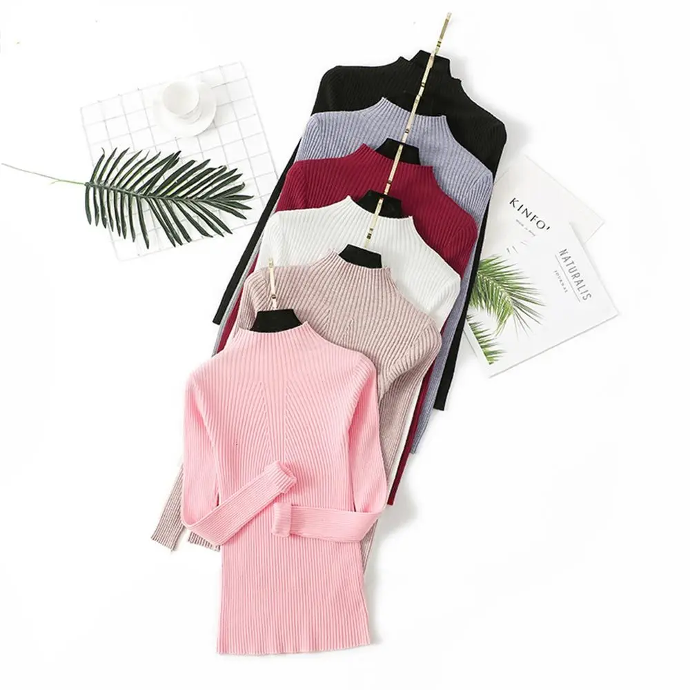 

Gentillove Women 2019 Fall Winter Elegant Slim Pullover Casual Turtleneck Sweater Korean Harajuku Jumper Office Lady Chic Tops