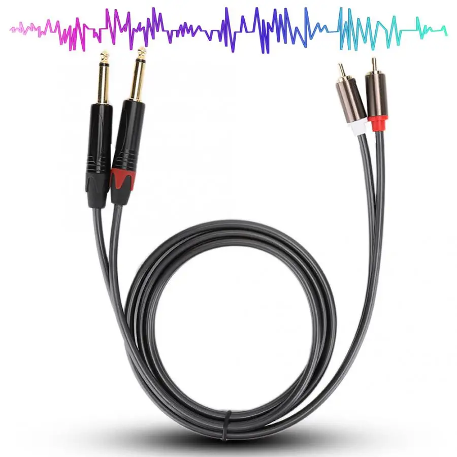 1 5 м двойной моно аудиокабель RCA к двойному 6 35 позолоченный штекер алюминиевый