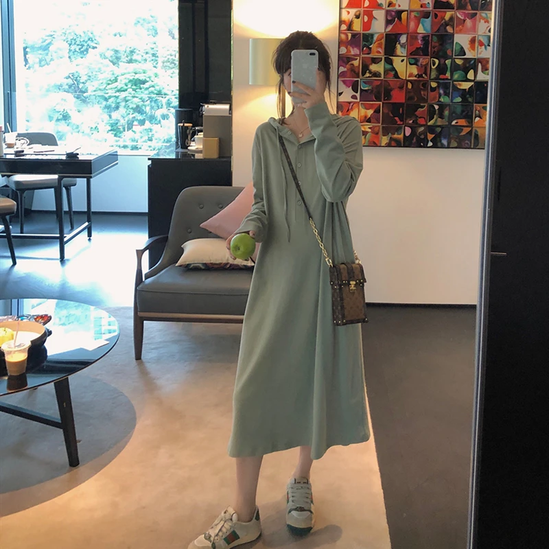 Осенне-зимняя женская Толстовка свободного покроя размера плюс однотонное