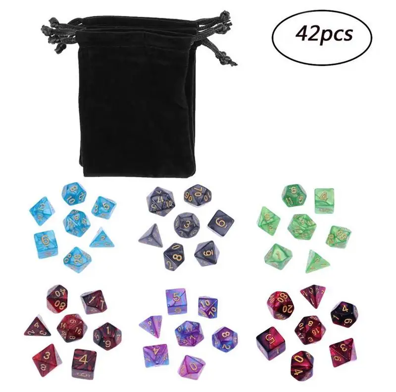 42 шт. многогранные цифровые кубики акриловые игровые с цифрами набор для