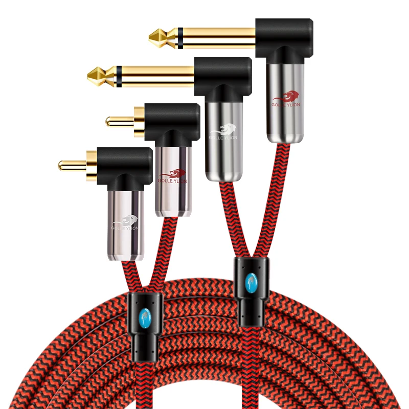 

Dual 1/4" TS Mono 6.35mm Jack to 2 x RCA Male Audio Cable for Amplifier Mixer Console Speaker Home Theater System Shielded Cord