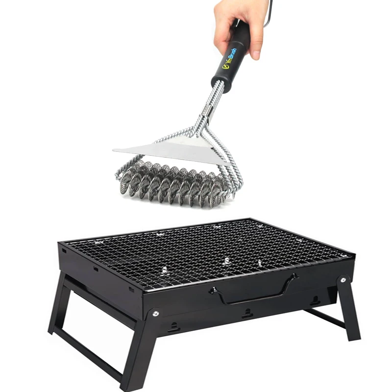

Barbecue Grill BBQ Brush Clean Tool Grill Accessories Stainless Steel Bristles Non-stick Cleaning Brushes Barbecue Accessories