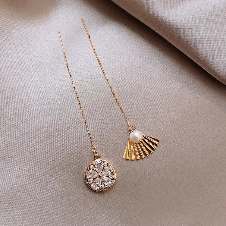 Модные геометрические Женские Висячие серьги с кристаллами асимметричные