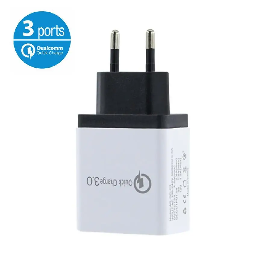 

USB Fast Charger Hub Charger Power Adapter For IPhone Samsung Android 3 USB Ports High Standard PC Fireproof Material Wall Plug