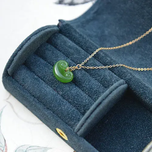 

New silver inlaid natural Hetian jade Yuanbao small pendant necklace Chinese style retro charm light luxury women's jewelry