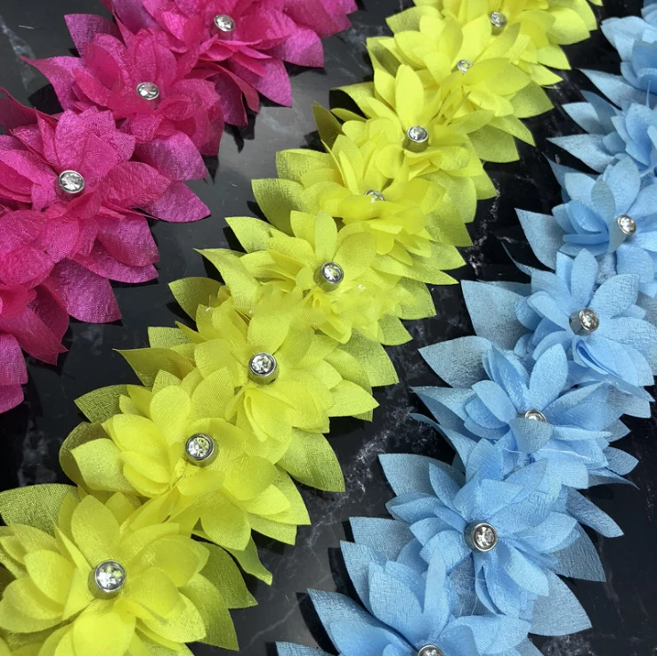 1 ярд синяя кружевная лента с жемчужинами и бриллиантами 3D вышитый цветок лист