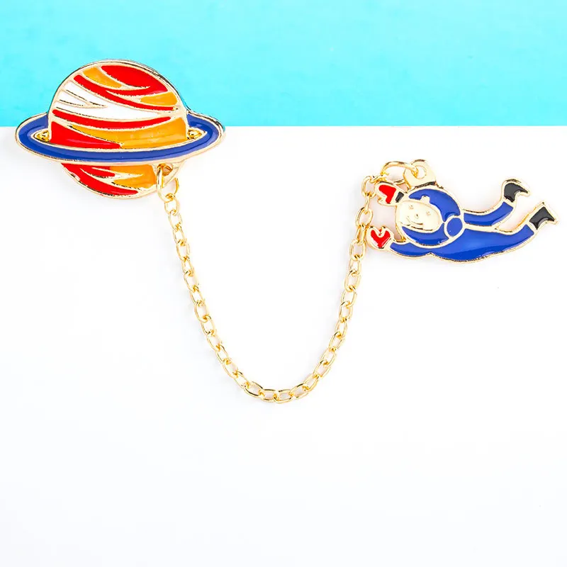 Креативная брошь с подвеской пара брошка в стиле модерн планета кролик астронавт