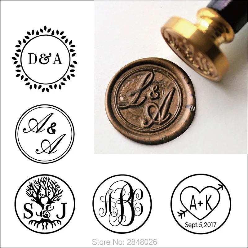 Custom Rustic Two initials Wax Seal Stamp,Custom Wax Seal Stamp Kit,personalised wedding invitation seals,wedding gift,