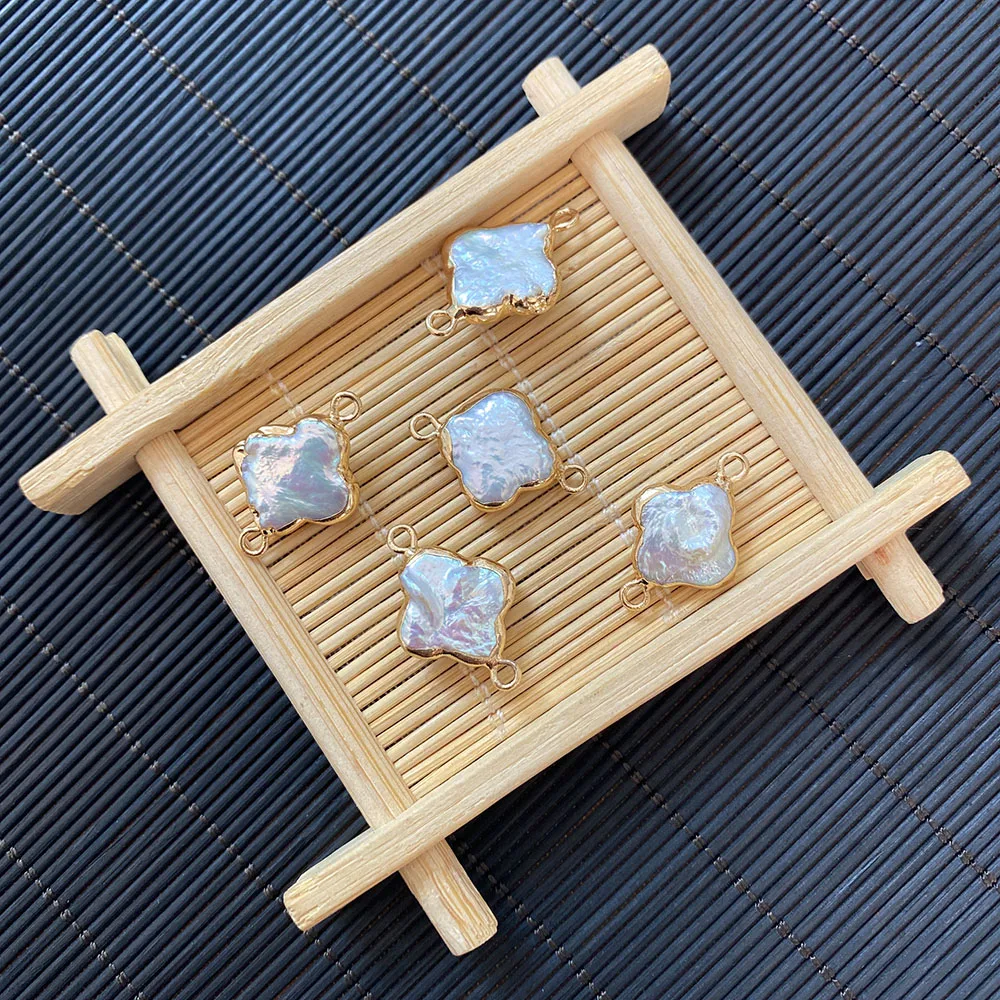 

Подвеска из натурального пресноводного жемчуга с двойным отверстием, соединитель, медное ожерелье с переплетением, Подвески для изготовле...