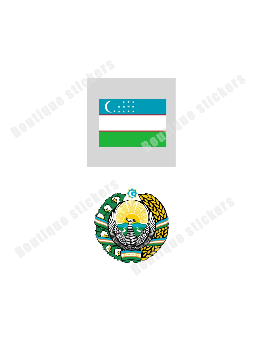 Флаг Узбекистана и водонепроницаемая наклейка с национальным гербом подходит