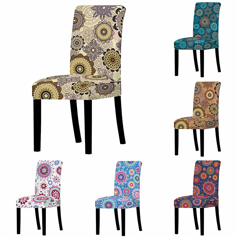 Чехол для стула в богемном стиле с цветочным принтом растягивающийся спандекс