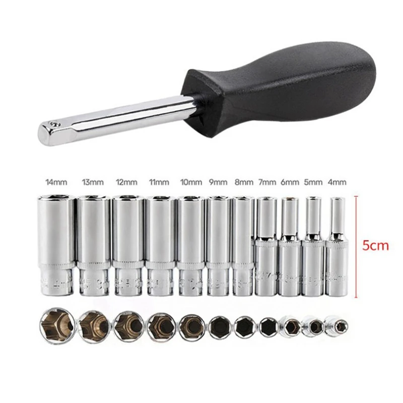 12 шт 5 см Втулка набор глубокая розетка CR V гаечный ключ велосипедный
