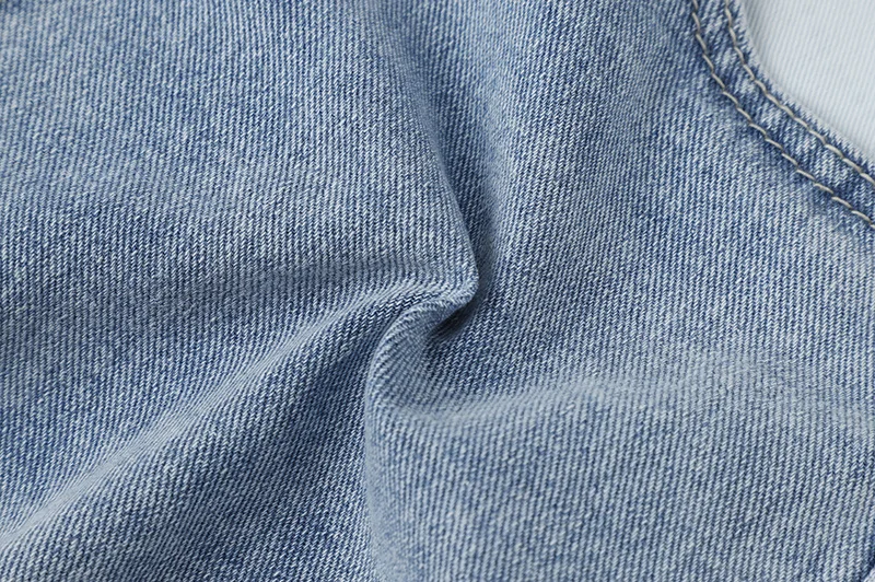 

High Waist Contrast Denim Shorts Women's Summer Hem Loose A-line Wide Leg Pants Fashion