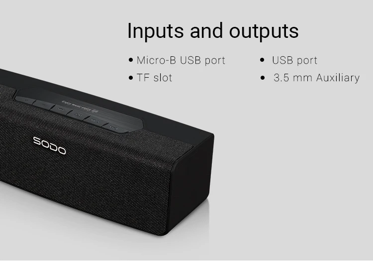 SODO подлинный беспроводной Bluetooth динамик Портативный беспроводной стерео звуковой ящик с басами для телефона MP3/4 музыкальный плеер
