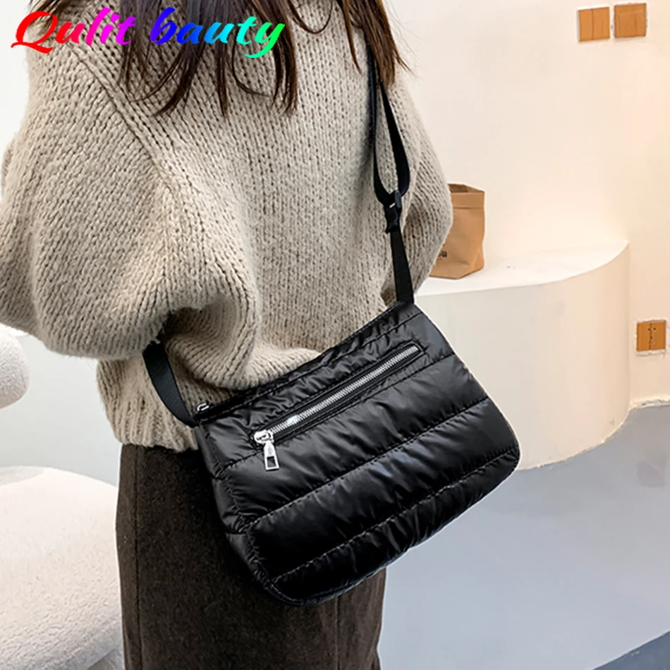 

Winter Women's Small Padded Shoulder Bag High Quality Down Fabric Fashion Crossbody Bag Luxury Designer Female Messenger Bag Sac
