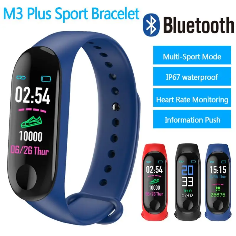 1 шт. Bluetooth 4 0 M3 Plus бег Шагомер фитнес часы монитор артериального давления
