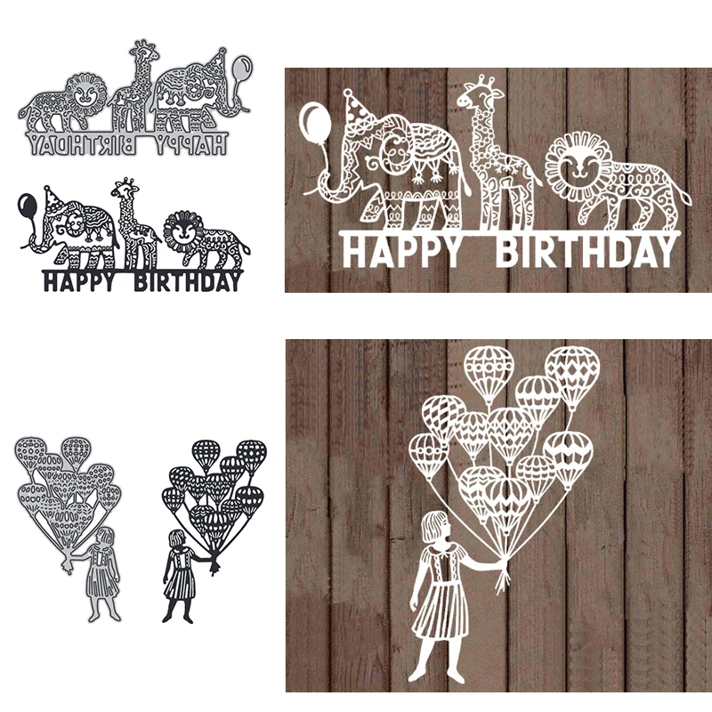 

Happy Birthday Words Balloon Metal Cutting Dies New 2021 Celebration Scrapbook Die Cuts Embossing Scrapbooking Stencil Craft