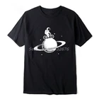 Мужская хлопковая футболка с коротким рукавом, Забавные футболки с космическим принтом, Повседневная забавная свободная футболка с круглым вырезом, мужские футболки