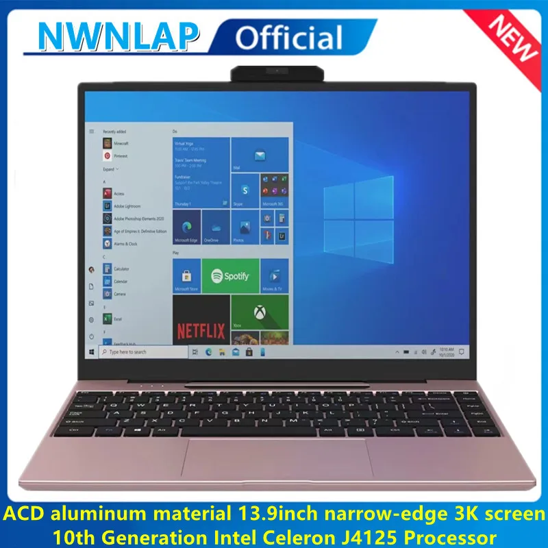 2021 NEW 14 inch Intel N5105 Up to 2.7GHz Quad Core Aluminum alloy material 16GB Ram 128GB 1TB SSD Business Notebook Computer