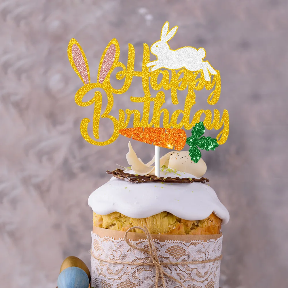 

Happy Easter Rabbit Cake Topper Some Bunny Is One Cake Decoration Happy Birthday Cake Topper Party Supplies Kids Favors