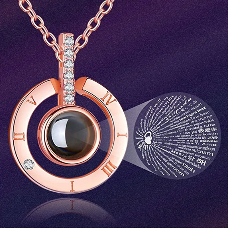 Колье с круглым кулоном Я люблю тебя 100 языков память о любви я для женщин и