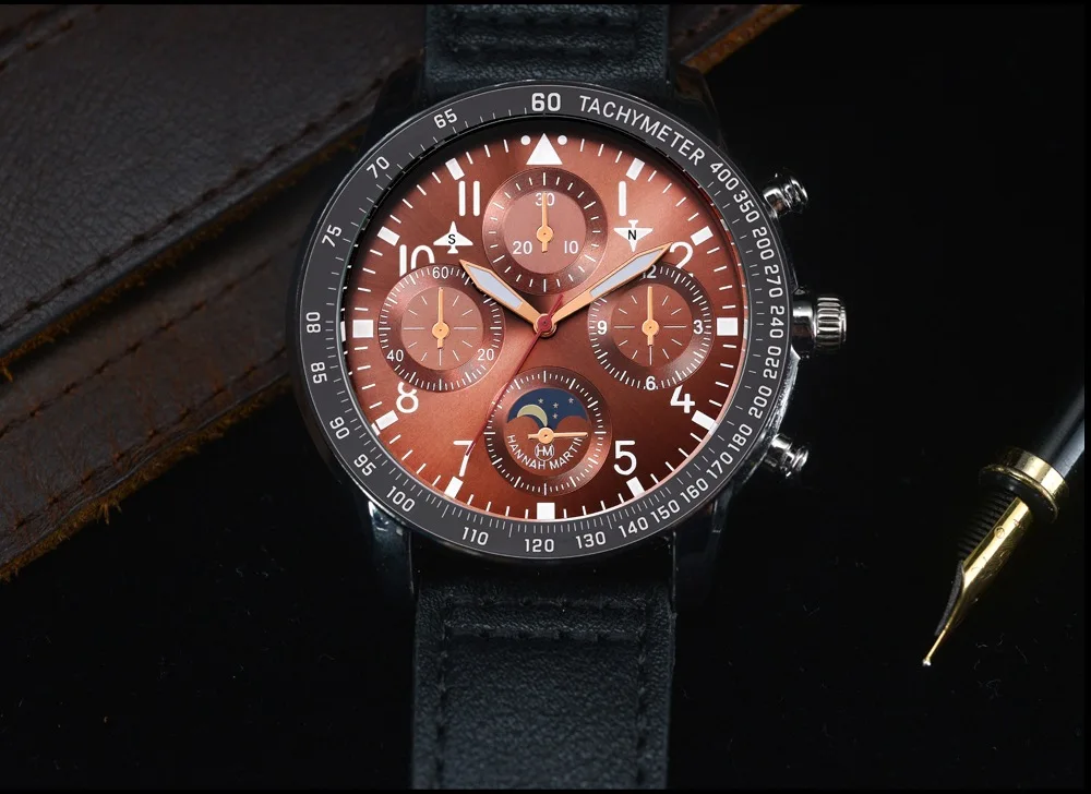 

VA VA VOOM 209 Men's Outdoor Sports Multifunctional Waterproof Watch Anemometer Fashion Luxury Leather Male Wristwatches